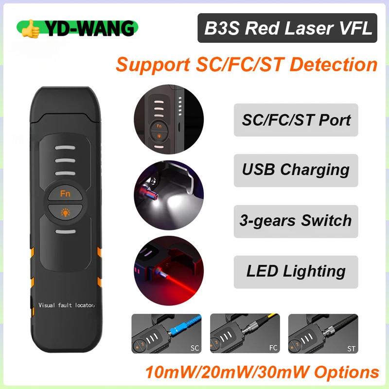Visual Fault Locator สําหรับสายเคเบิลเครือข่ายไฟเบอร์ออปติกสีแดงปากกาเครื่องทดสอบเครื่องตรวจจับเมตร 