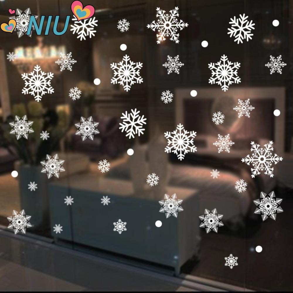 Niuyoujs 30 ชิ้นสติ๊กเกอร์ติดผนัง,ไฟฟ้าสถิตสีขาวเกล็ดหิมะคริสต์มาสสติกเกอร์,วอลล์เปเปอร์แก้ว Clings PVC หน้าต่าง Decal Party Decor