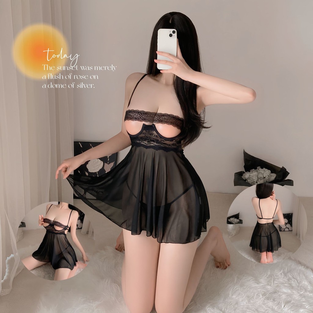 Sexy Love ชุดลูกไม้เซ็กซี่ ชุดนอนซีทรู ลูกไม้คลุมช่วงหน้าอกและมีรอยผ่าด้านหลัง ส่งจากไทย ราคา ถูกที่สุด ดีลบีเคเค แกลเลอรีภาพที่ 2