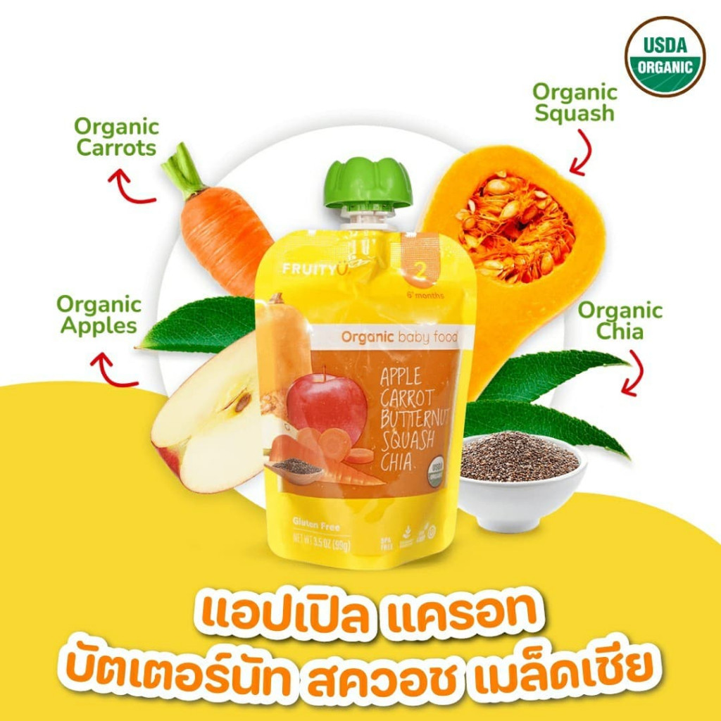 FruityU ฟรุตตี้ยู อาหารเด็ก 6 เดือนขึ้นไป ผลไม้บดละเอียด พร้อมทาน ออร์แกนิค - รูปที่ 5