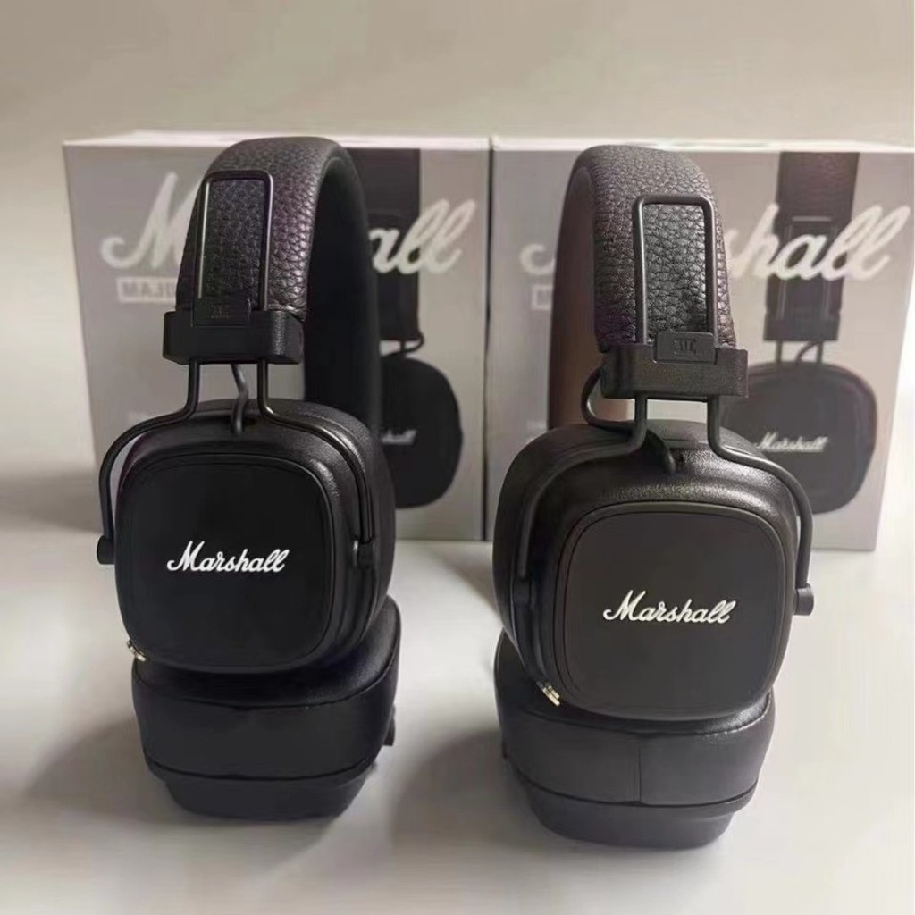 Marshall Major IV 4 ชุดหูฟังบลูทูธไร้สายหูฟังคลาสสิก Deep Bass พับได้ Pop Rock Retro Music ไมโครโฟนหูฟังชุดหูฟัง