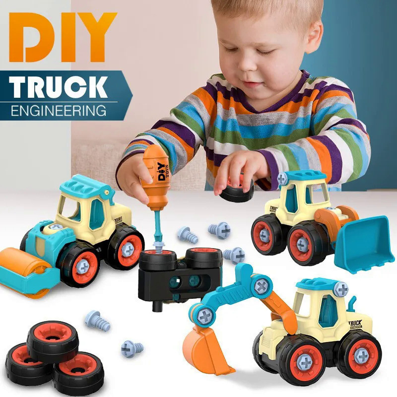 Nut Disassembly Loading Unloading Engineering Truck Excavator Bulldozer Montessori Education Toy Chi