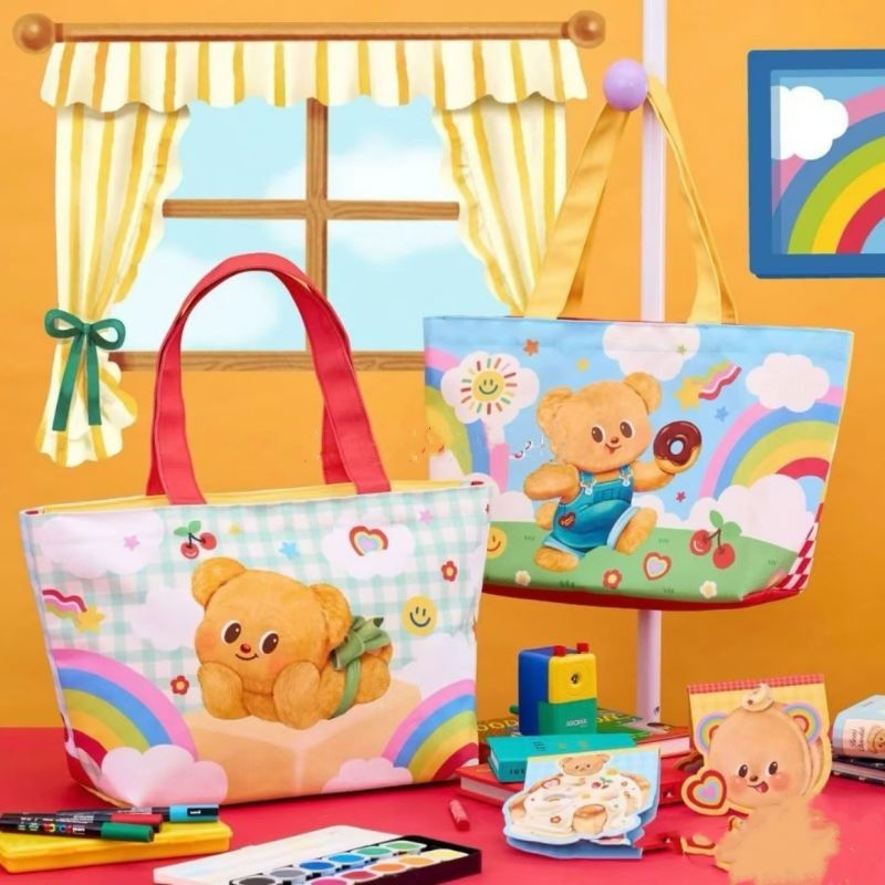 Mousoon ใหม่ Butter Bear ความจุขนาดใหญ่ Totes ใหม่พิมพ์ผ้าใบไหล่เดียวแบบพกพาช้อปปิ้ง Mummy Bag