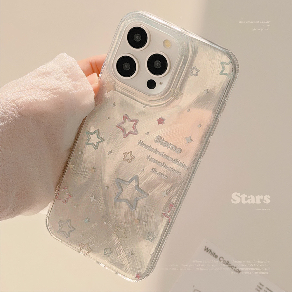 Silver polka dot hollowed-out small star เคสโทรศัพท์ป้องกันTpuสําหรับApple iphone 11 12 13 14 15 16 pro max plus