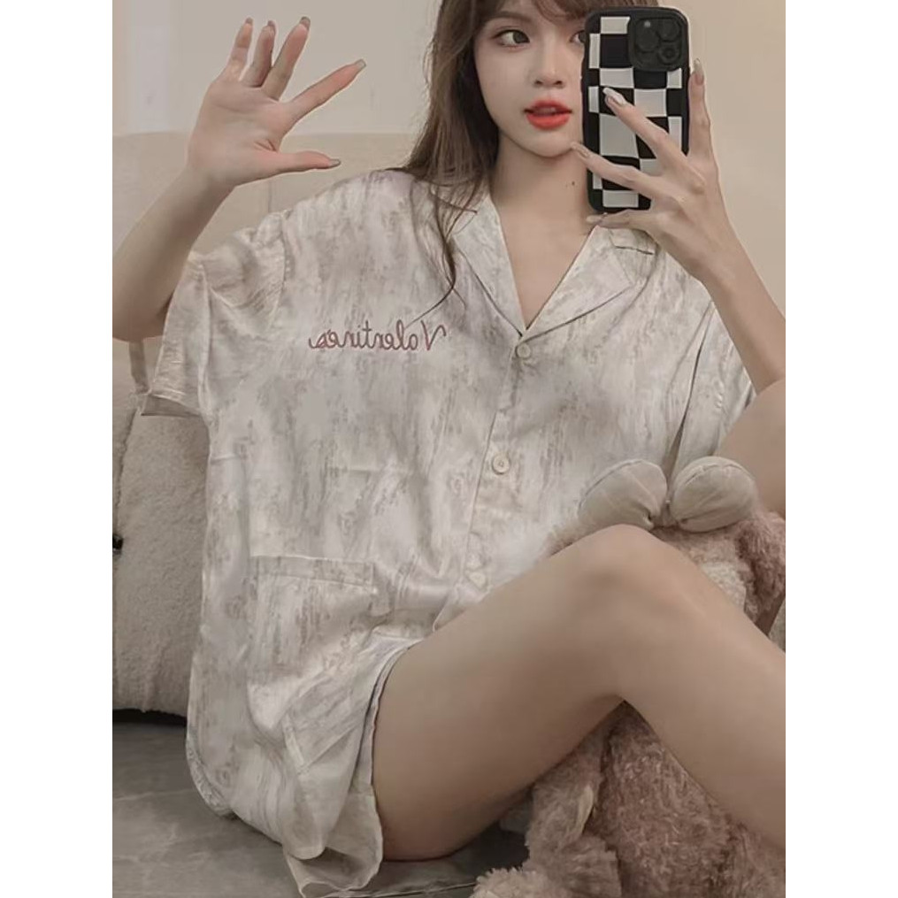 YYZ SPS ชุดนอนคู่ชาย-หญิง ชุดนอนแขนสั้นขาสั้น เนื้อผ้านุ่ม ลื่น ใส่สบายมากๆ สินค้าพร้อมส่งไม่ต้องรอนาน - รูปที่ 5