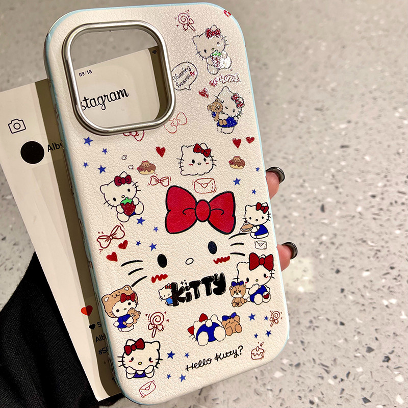 ใช้งานร่วมกับสําหรับ iPhone 15 14 13 12 11 Pro MAX X XR XS MAX 7 8 Plus การ์ตูน KT สาวน่ารักขั้นสูงเคสโทรศัพท์ปกอ่อน