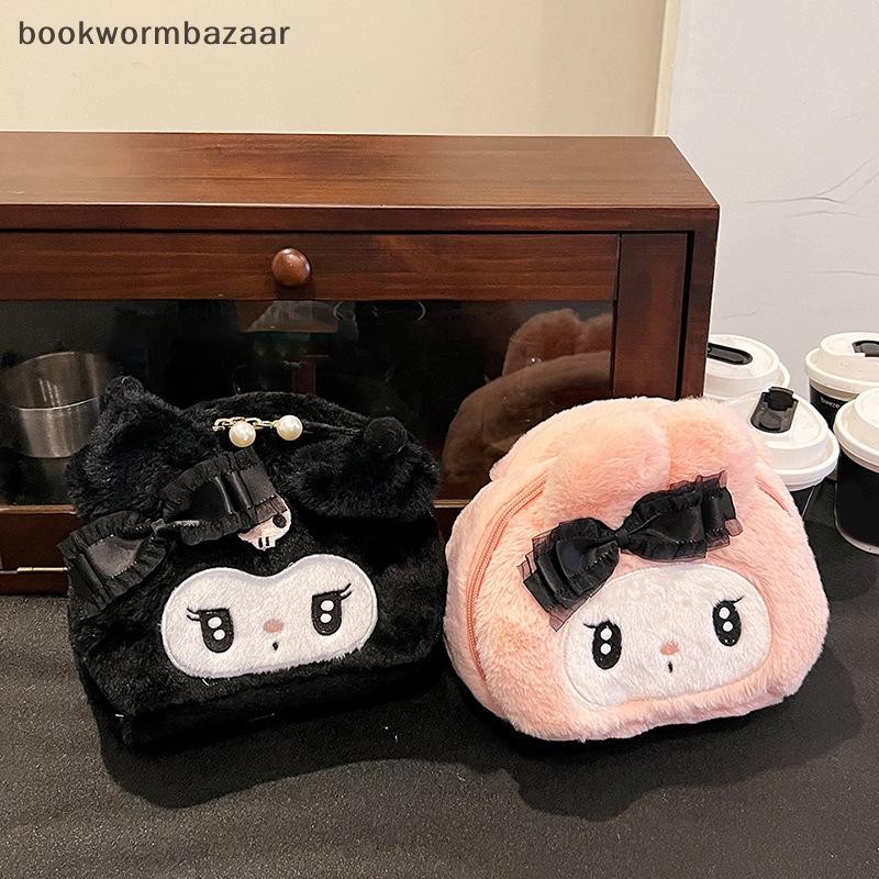 [BOK] Kawaii Sanrio Plush Kuromi Melody Make Up กระเป๋าเครื่องสําอางการ์ตูนความจุขนาดใหญ่กระเป๋าเก็บ