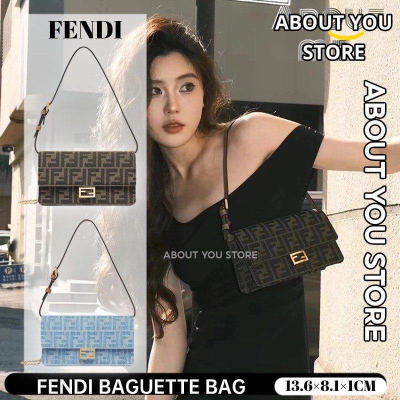 เฟนดิ FENDI BAGUETTE BAG กระเป๋ารักแร้ผู้หญิงแบบโซ่ Crossbody FENDI Bag
