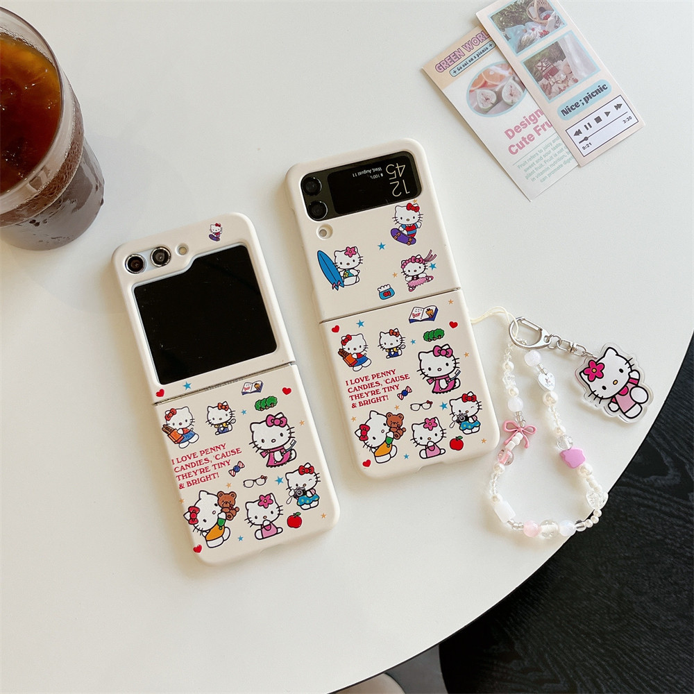 CANDIES KT แมวความคิดสร้างสรรค์สําหรับ Samsung Galaxy Z Flip7 FE 6 5 4 3 รวมทุกอย่างป้องกันจี้สําหรับ Samsung Anti-collision ปลอก