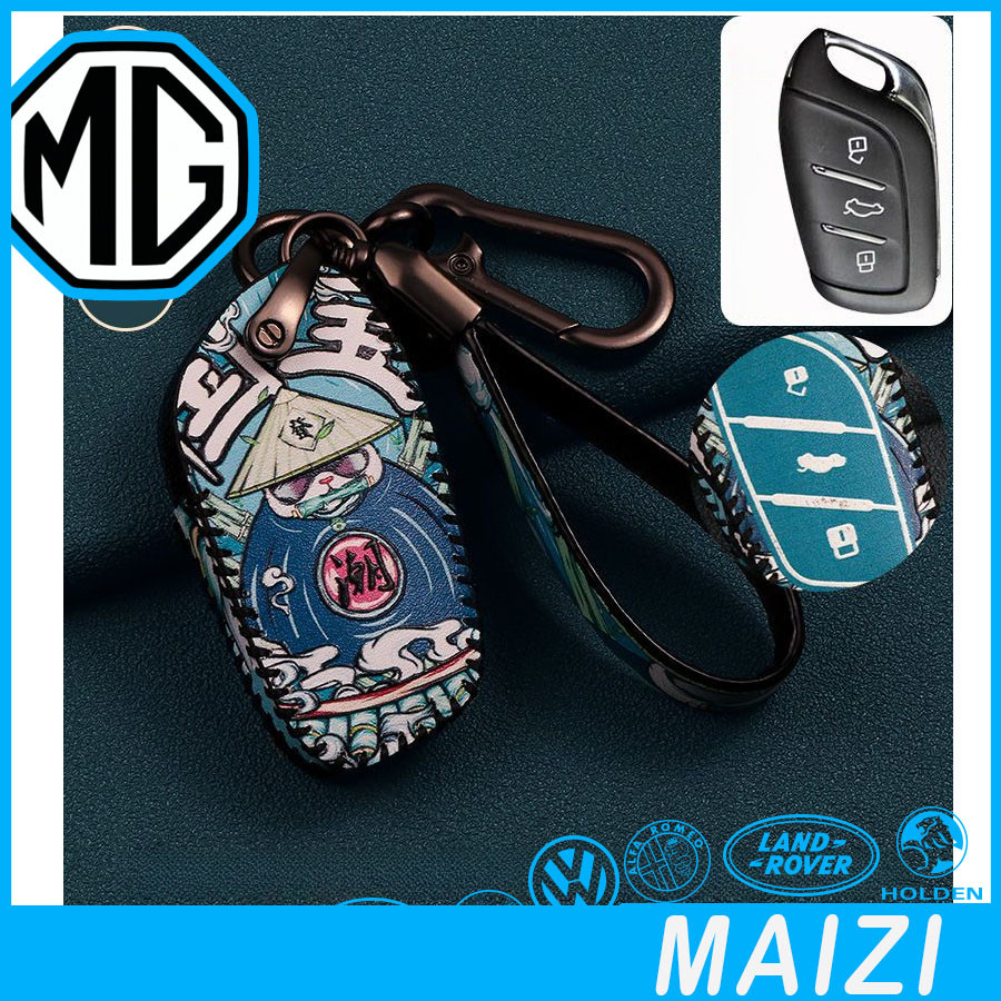 พร้อมแล้ว MG4 EV เคสกุญแจสไตล์จีน MG ZS MG5 MG HS MG3 ปกป้องกุญแจการ์ตูน สายคล้องมือทาสี หัวเข็มขัด 8IJI