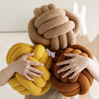 สไตล์นอร์ดิก ins ขนแกะแกะทอมือหมอนบอลผูกปมห้องนั่งเล่นโซฟาเบ…