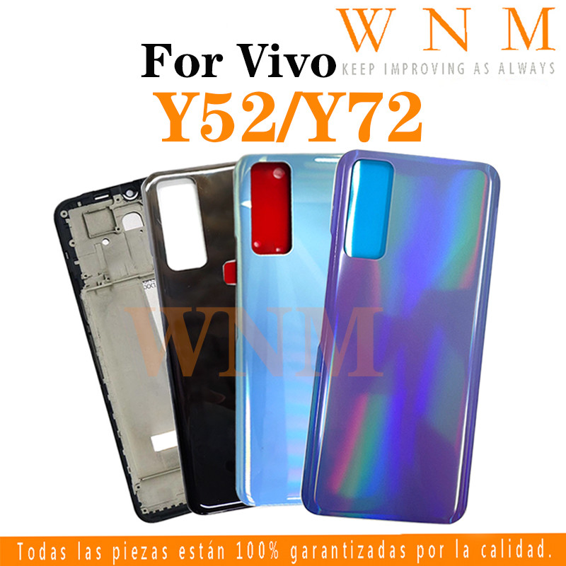 สําหรับ VIVO Y52 V2053 / Y72 V2041 LCD กรอบด้านหน้า Bezel ฝาหลังแบตเตอรี่ + กรอบกลาง + อะไหล่กรอบกล้องด้านหลังกรณีที่อยู่อาศัยศูนย์แชสซี + ปุ่ม
