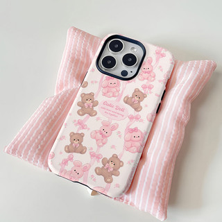 เคสโทรศัพท์ Bow Bear 2-in-1 เข้ากันได้กับ iPhone 15 Pro Max, Apple 16 14 Plus 11/12/13 Pro Max, เคสป้องกันกันกระแทกใหม่