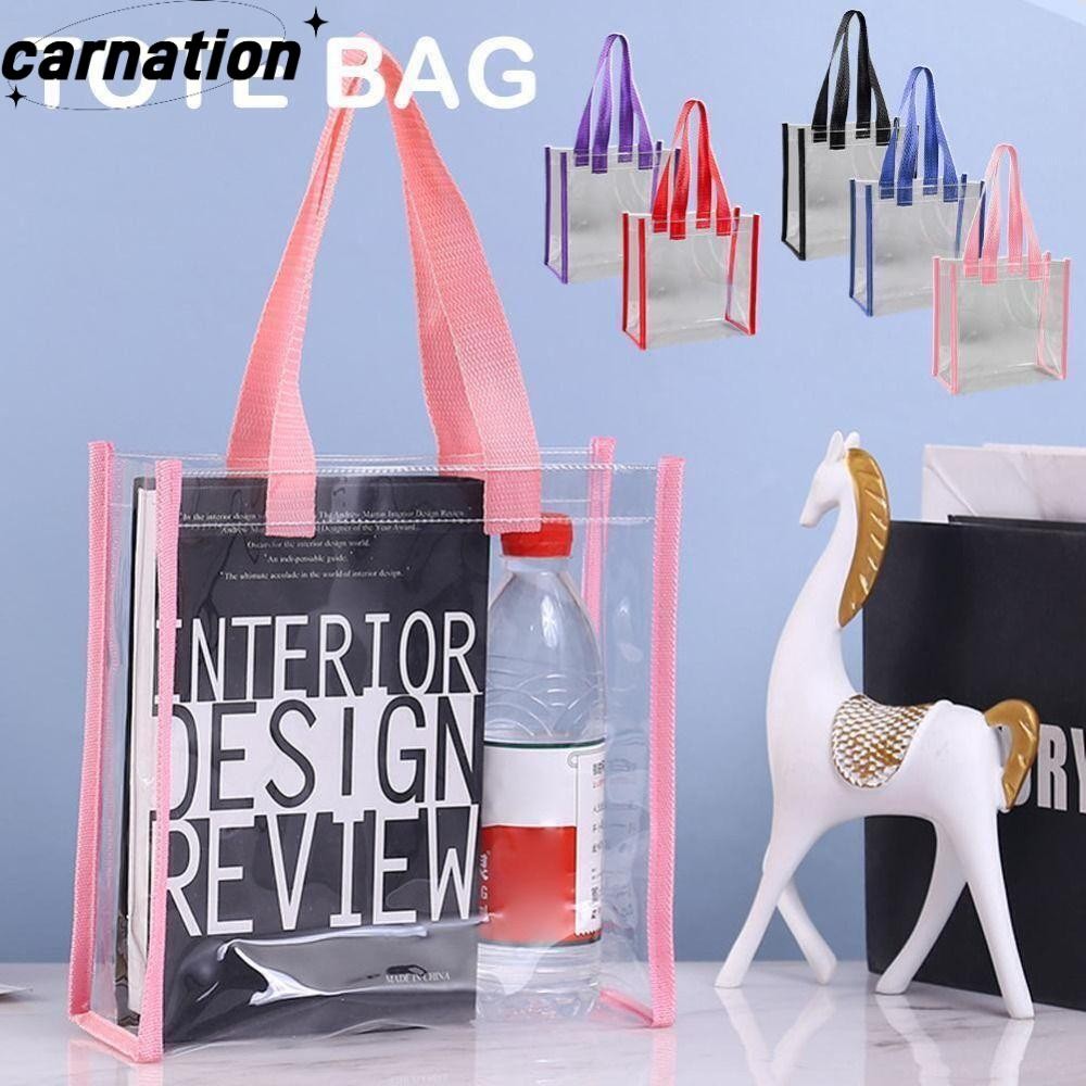 Carnation Tote Bag, Car Seven PVC Cosmetics Shopping Bag, กระเป๋าเยลลี่พลาสติกใสความจุขนาดใหญ่