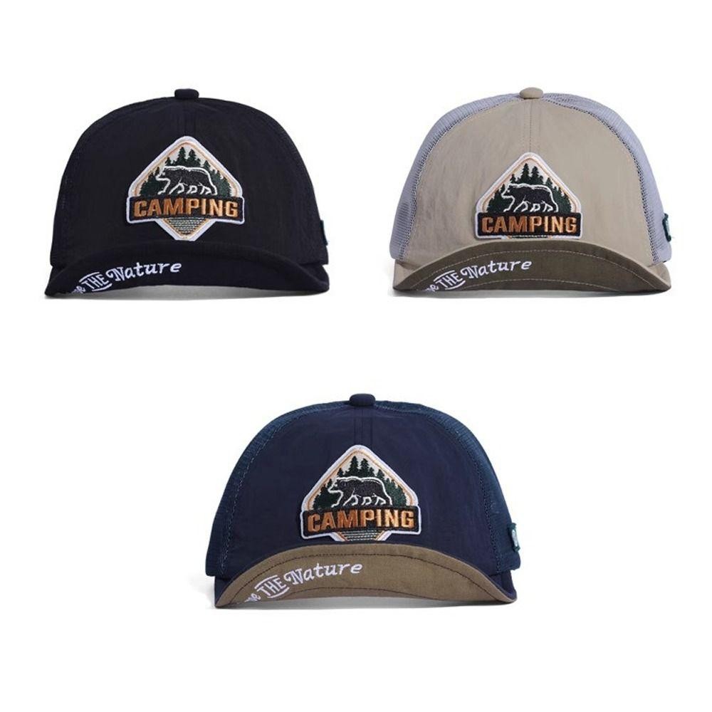 หมวกกันแดดสีดำ แบบเบสบอลระบายอากาศ ปีกสั้นปรับได้ สไตล์ย้อนยุค - รูปที่ 4