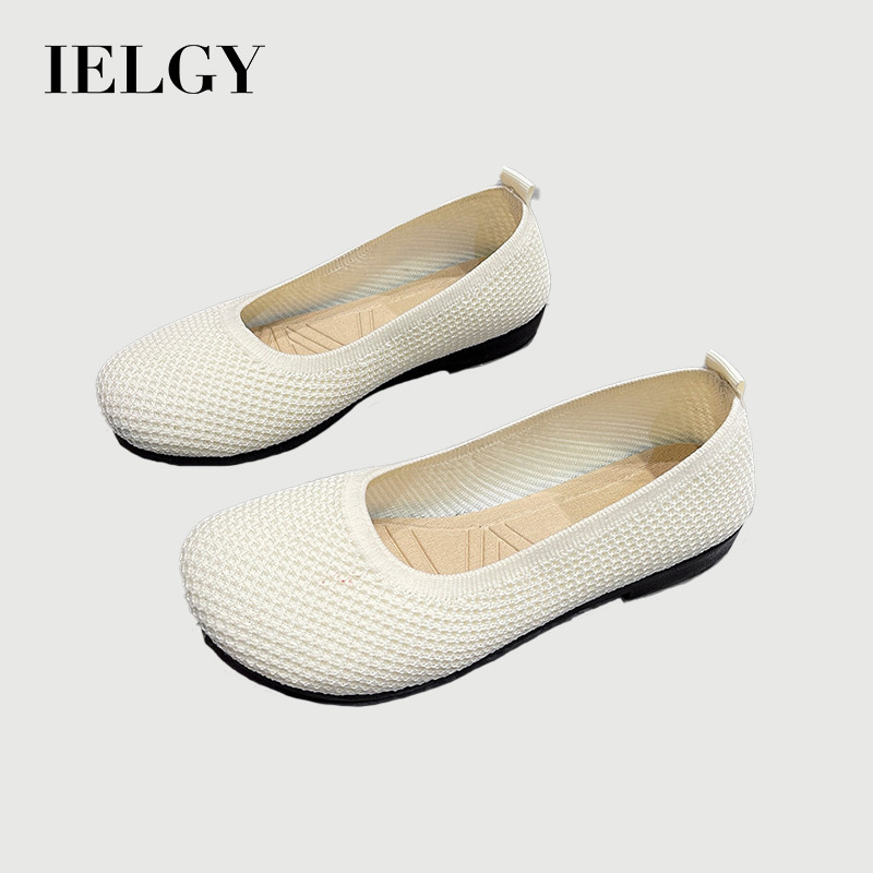 IELGY รองเท้าผ้าพื้นแบนทํางานผู้หญิง อ่อนนุ่ม-พื้นรองเท้า สบายและหลากหลายฤดูร้อนรองเท้าแตะตาข่ายกลวง