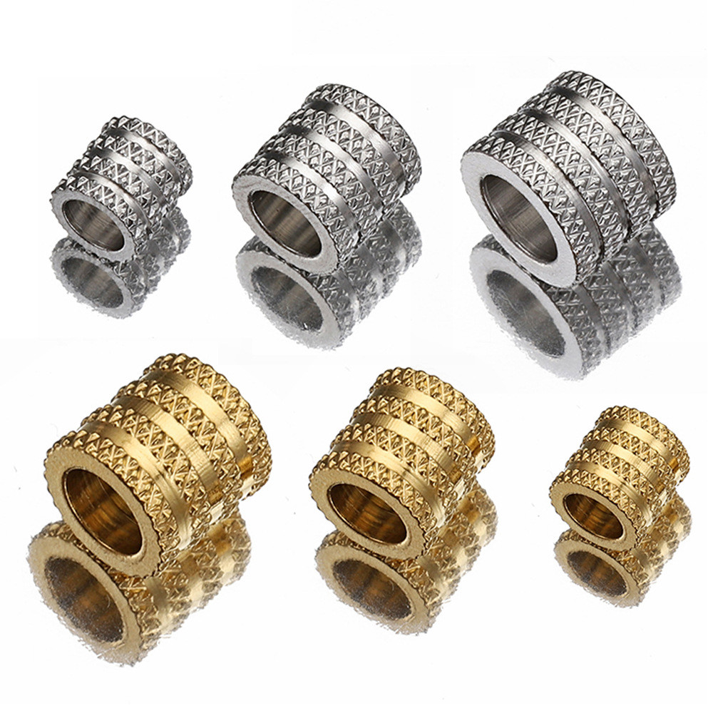 สแตนเลสตาข่ายลูกปัดเจาะลูกปัด Through Hole ขนาดใหญ่เจาะลูกปัด 18k Gold Long Tube Spacer ลูกปัด diy เครื่องประดับอุปกรณ์เสริม
