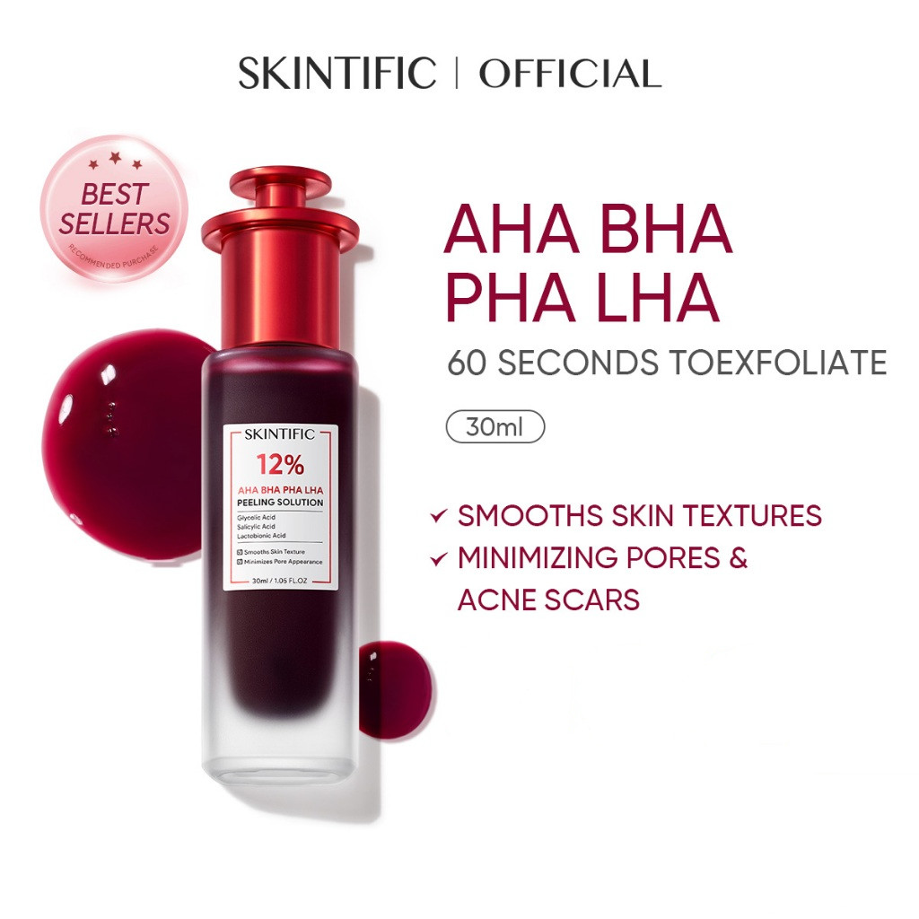 H ВHA PHA LHA [ขายดี] SKINTIFIC Peeling Solution Serum 30ml - สําหรับไวท์เทนนิ่ง, ไบรท์เทนนิ่ง, จุดด