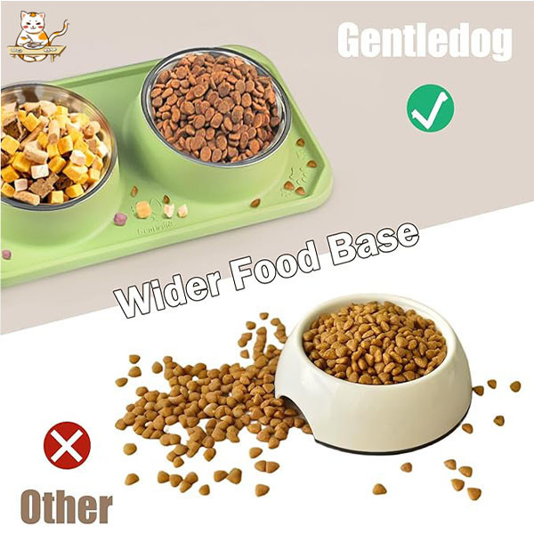 🔥คุณภาพสูง 🔥ชามสแตนเลส 2 หลุม ชามอาหารแมว 3 สี ชามอาหารสัตว์เลี้ยง ถ้วยอาหารสุนัข - รูปที่ 6