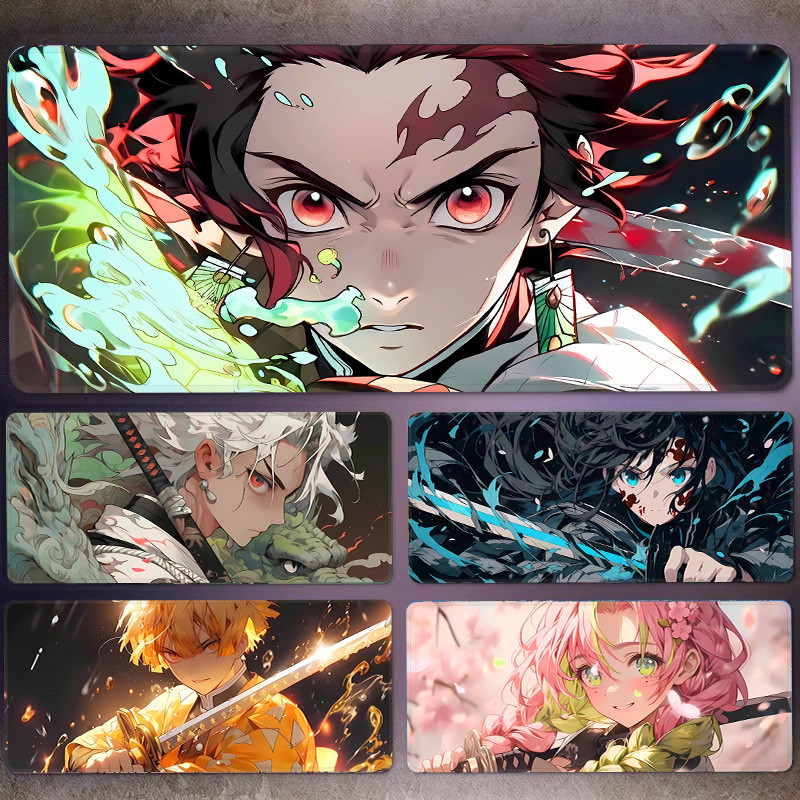 DemonSlayer อะนิเมะแผ่นรองเมาส์ขนาดใหญ่ Zouma Monzekoro Kochou Shinobu แผ่นโต๊ะ Gokudera Makoto การ์