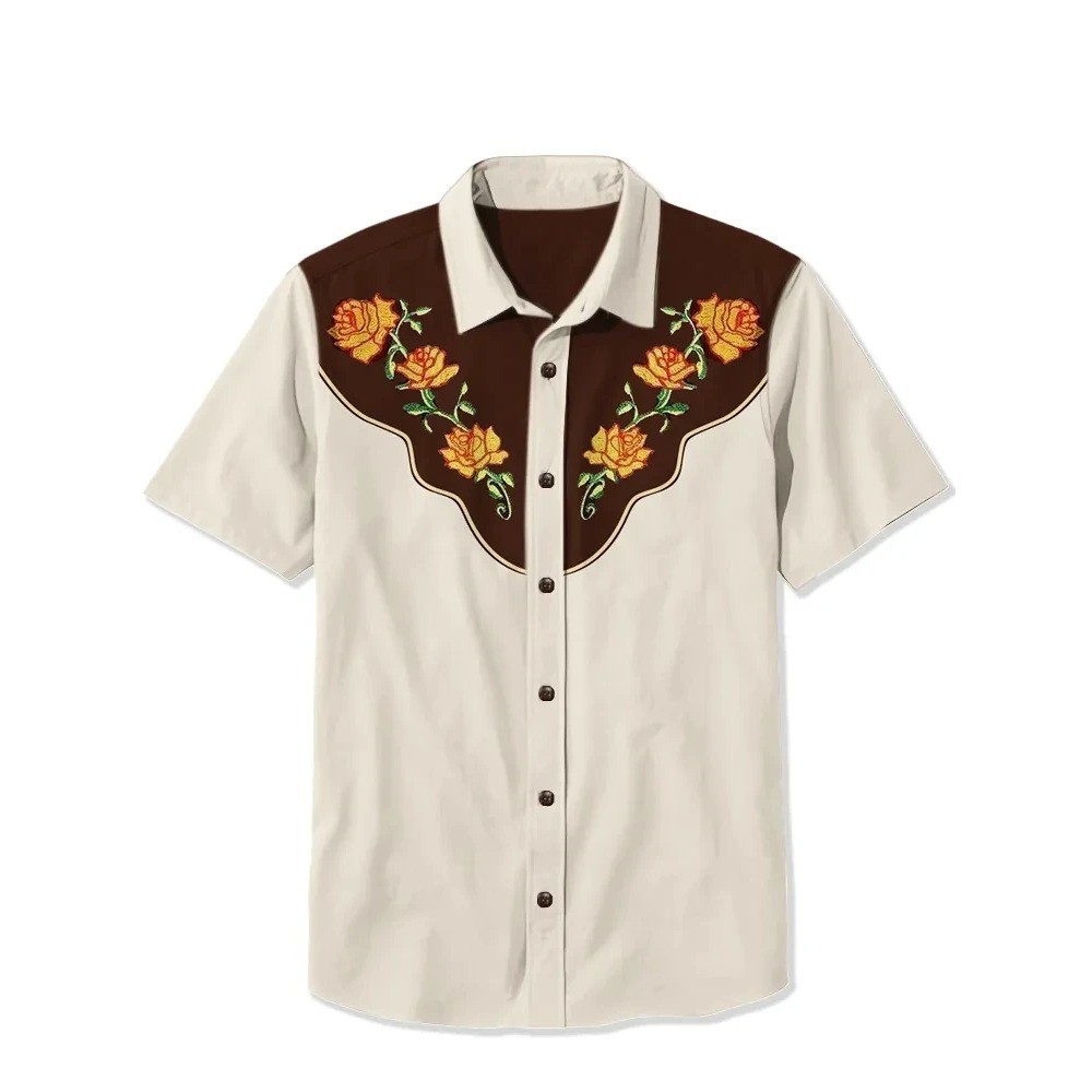 2025 เสื้อเชิ้ตแขนสั้นผู้ชายกระดุมลําลองในตํานานเมดูซ่าลายปีศาจงูสบายและระบายอากาศแฟชั่นฤดูร้อนสูงสุด