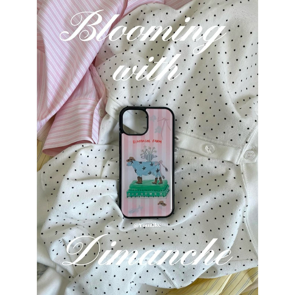 สไตล์เกาหลี ins สไตล์ Girly โรแมนติกฤดูร้อนเค้กลายสดลูกวัวน่ารักเหมาะสําหรับ iphone16pro/15promax Apple 16/13/14/12/12promax/11 เคสโทรศัพท์เคส
