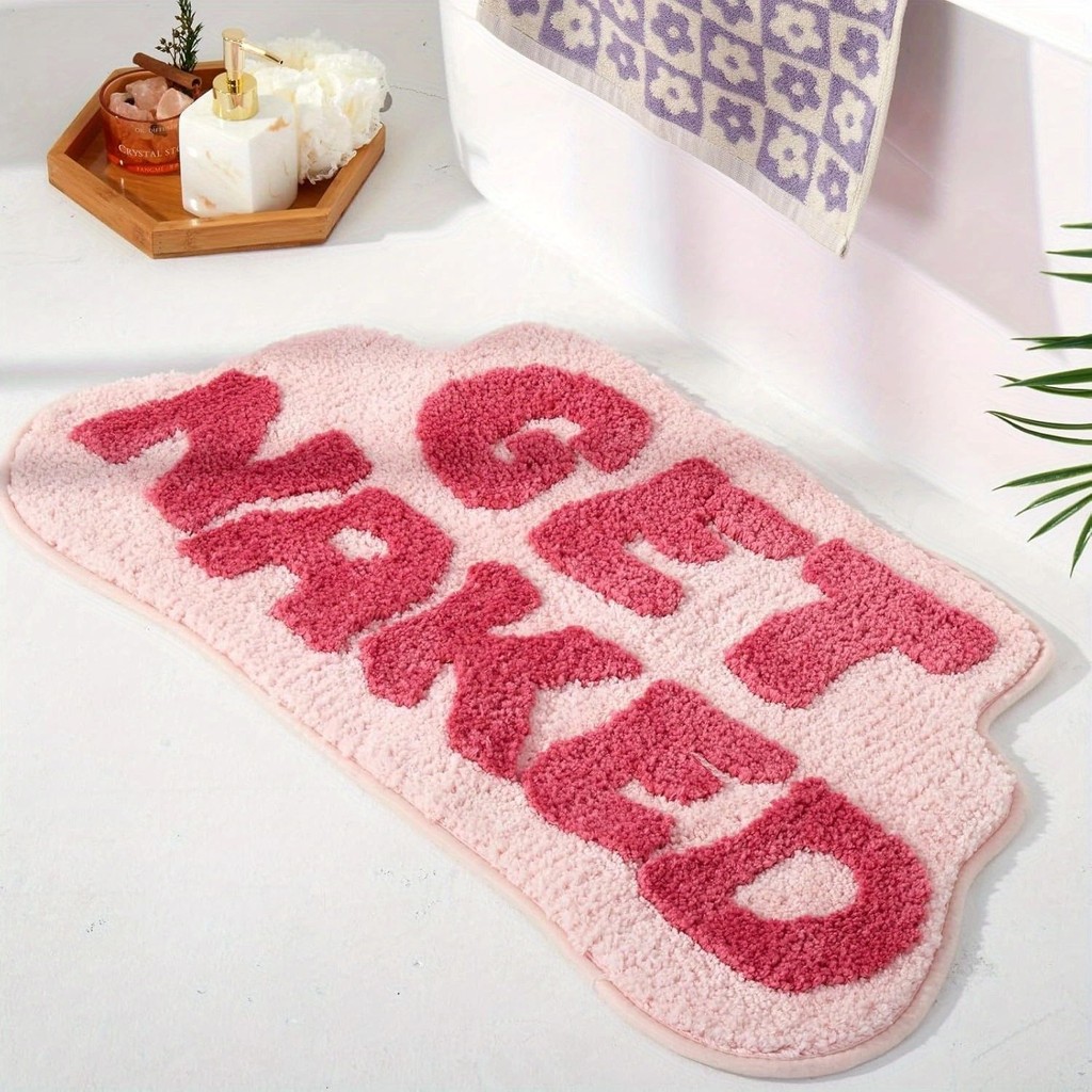 Funny Letters Cashmere-like Carpet Household Entrance Door Entrance Mat Non-Slip Thickened Absorbent Dirt-Resistant Easy to Care 0435