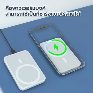 แบตสำรองไร้สาย พาวเวอร์แบงค์ไร้สาย Magnetic Powerbank 10,000mAh แม่เหล็ก 15W-