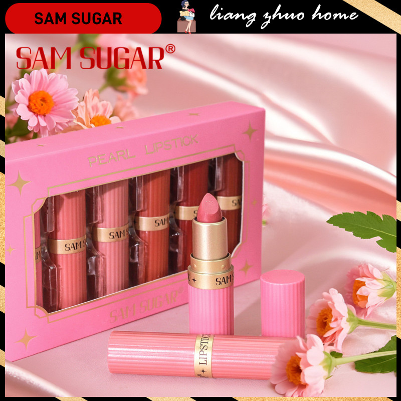 Fit สี 6 สี/เซ็ต Diamond Pearlescent ลิปสติก Glitter Shiny Metallic ลิปสติก Lip Tint ติดทนนาน Nude Shimmer Shiny Lip Gloss แต่งหน้า