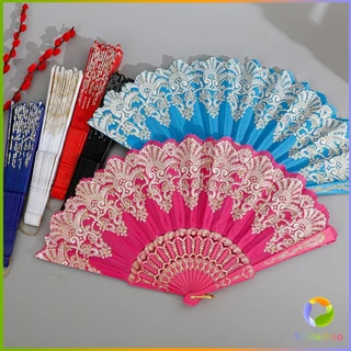 พัดลมคลาสสิก พัดจีนพัดสไตล์วินเทจ สง่างามและคลาสสิก พัดลม พัดพับ 1ชิ้น Folding fan