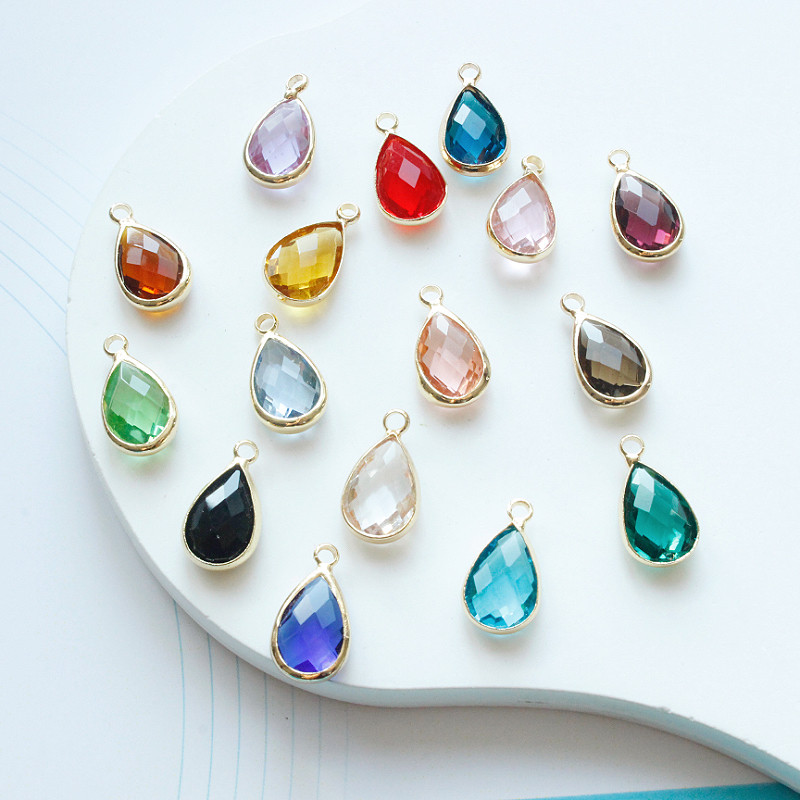 8 * 12 มม.สีจองทองแดงโคลนแก้วหยดน้ําจี้ DIY โบราณ Hairpin Yingluo ต่างหูอุปกรณ์เครื่องประดับวัสดุ