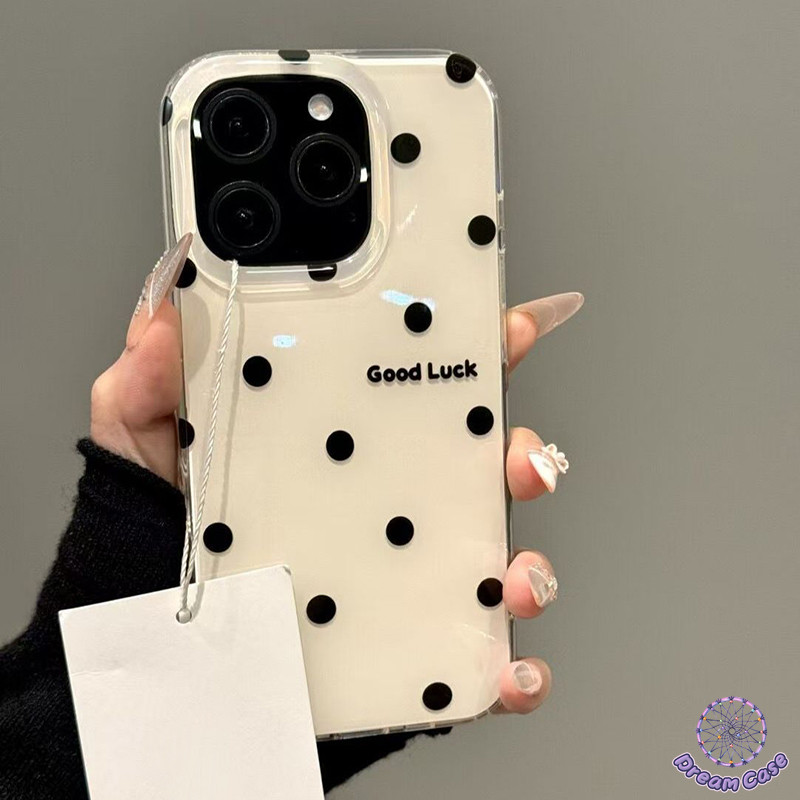 เคสไอโฟน 11 แฟชั่นการ์ตูนสีดำจุด IMD นุ่ม สำหรับ IPhone 17 AIR 16 12 15 14 13 11 Pro Max 7 8 16 15 14 Plus
