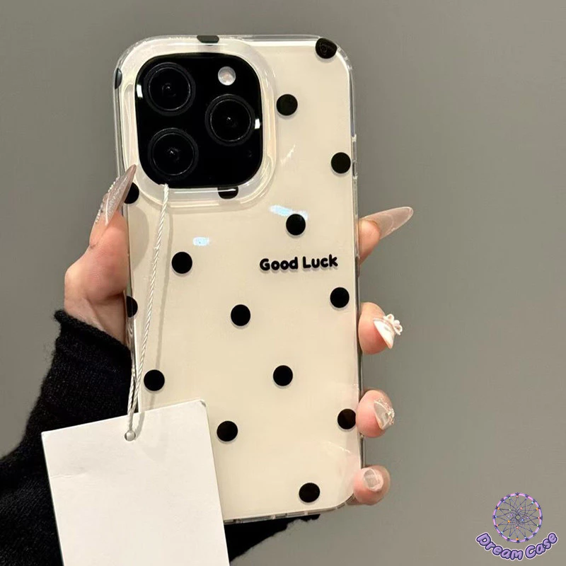 เคสไอโฟน 11 แฟชั่นการ์ตูนสีดำจุด IMD นุ่ม สำหรับ IPhone 17 AIR 16 12 15 14 13 11 Pro Max 7 8 16 15 14 Plus