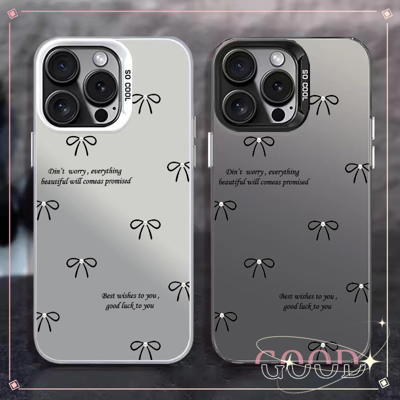 Good ส่งจากไทย เคสโทรศัพท์มือถือนิ่ม เคสไอโฟน กันกระแทก สําหรับ16 11 12 13 14 15PRO MAX 7Plus XS/R XSMax สีดำ โบว์