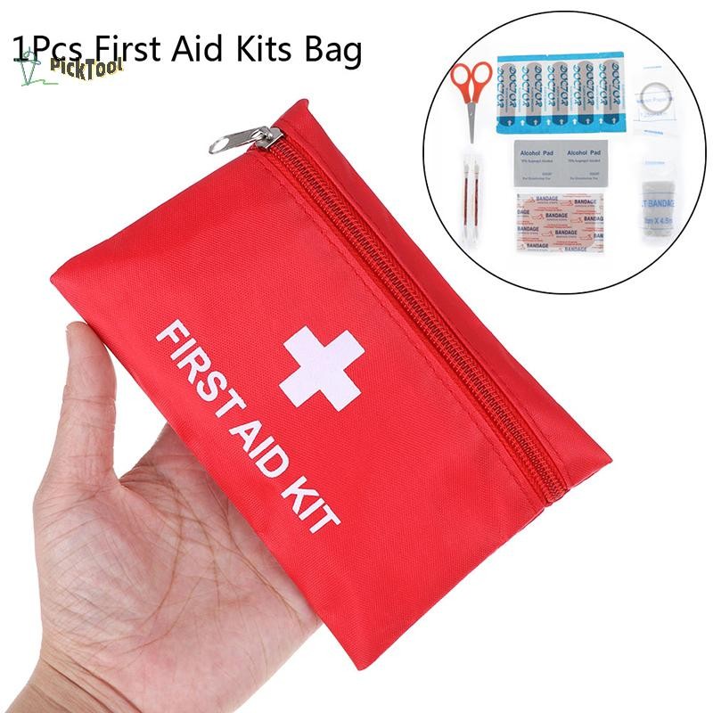 (ขายร้อน) 1x Portable Emergency Survival First Aid Kit Pack Travel Sports Bag Case ใหม่