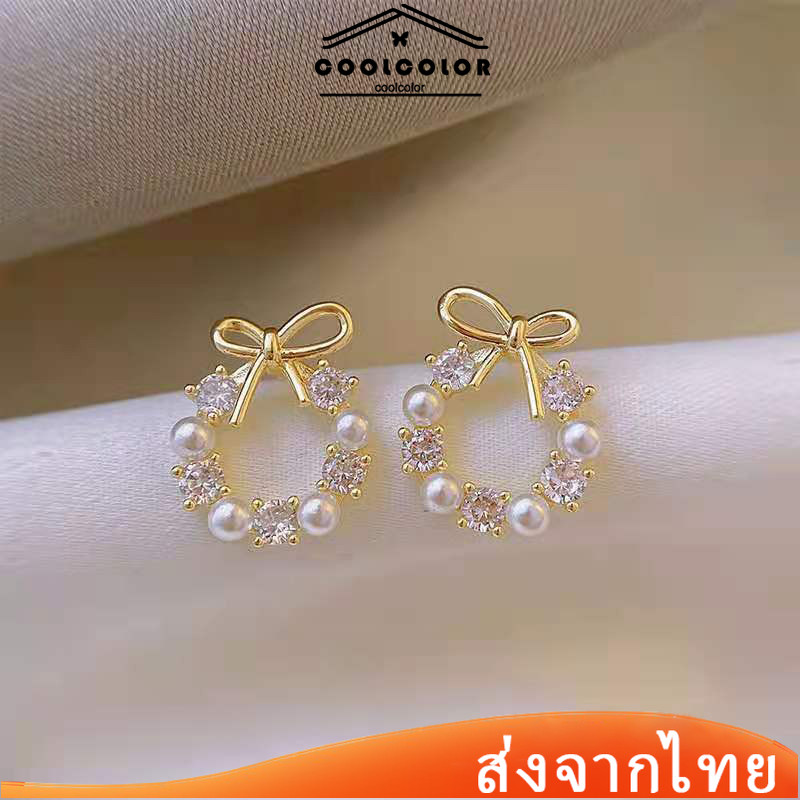 ในไทย ต่างหูเพชรสำหรับสาว ๆCOD