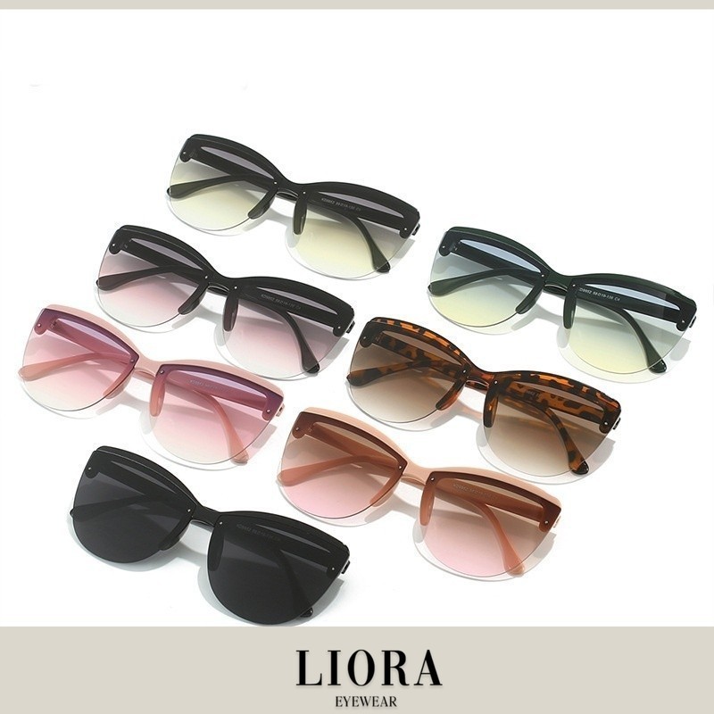 LIORA รุ่น O42 พร้อมส่งแว่นตากันแดดเลนส์สี เลนส์กันแสงยูวี400 ทรงกรอบครึ่งเดียวสวยเฉี่ยวใส่แล้วหน้าเรียวเล็ก