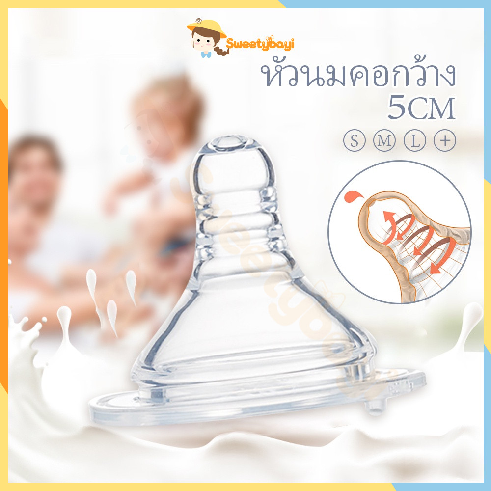 SWEETYBAYI จุกหลอก 5.0 ซม. จุกนมหลอกสำหรับเด็กแรกเกิดสำหรับขวดนมแบบบางมาตรฐาน จุกดูดนม จุกนมเด็กให้นมบุตร ปราศจากสาร BPA