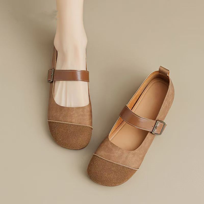 รองเท้าหนังขนาดเล็ก Soft-Soled Peas รองเท้า Anti-Slip Slip-On เวอร์ชั่นเกาหลี Baotou