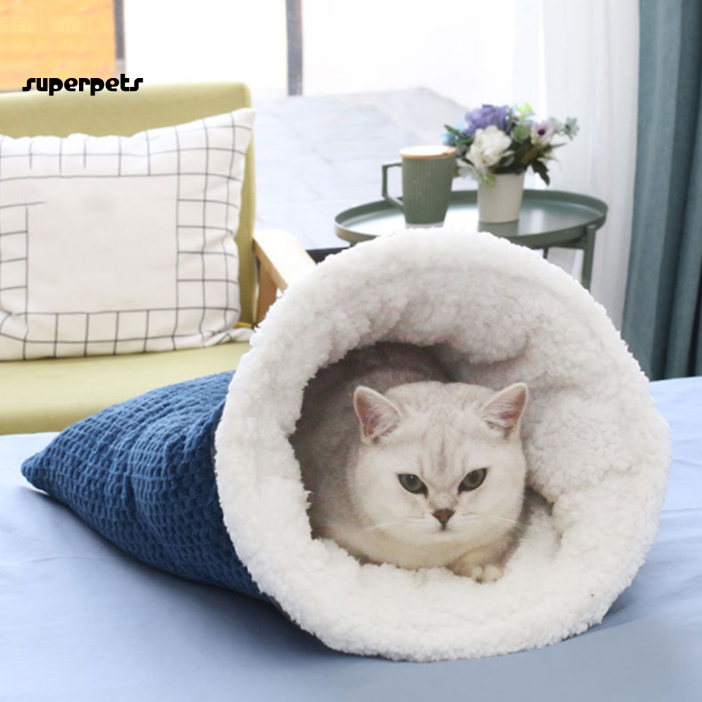<COD> Warm Pet Shelter Plush Cat Sleeping Bag Cozy Cat Tunnel Bed for Kittens and Puppies Flannel Covered Warm Cat Cave for 360 องศา Comfort Perfect for Southeast Buyers