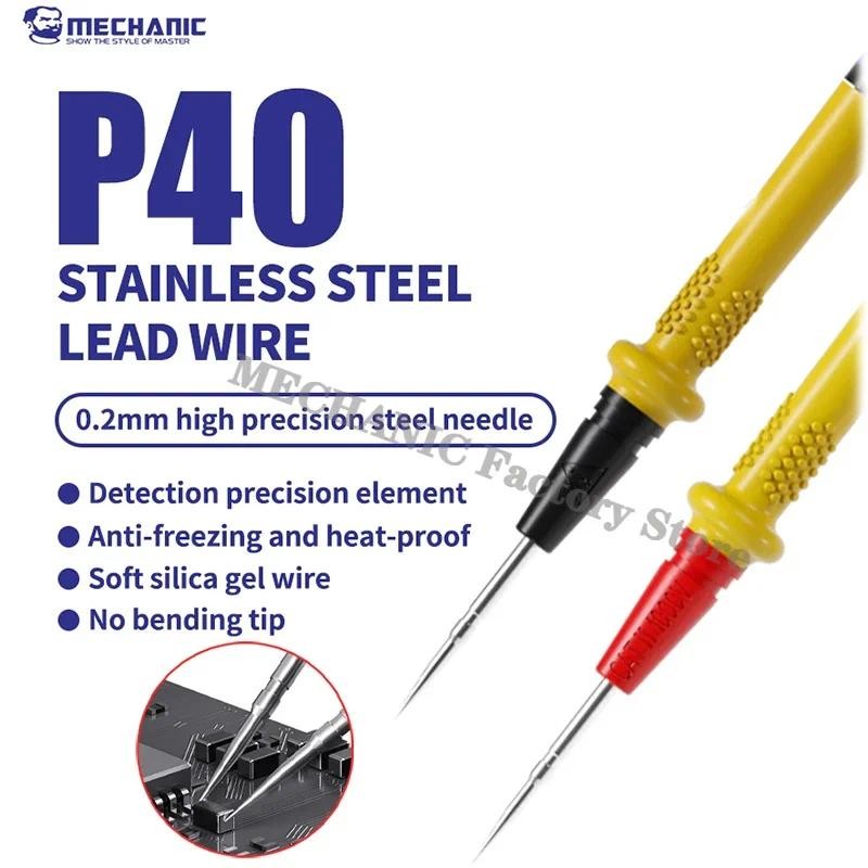 Mechanic P40 มัลติมิเตอร์ปากกา 1000V 20A Soft Anti-Scalding ซิลิโคนลวด Extra Tip Probe ทดสอบปากกาเครื่องมือสําหรับมัลติมิเตอร์แบบดิจิตอล