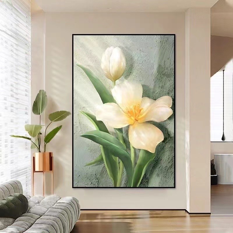 🌸ภาพวาดตกแต่ง รูปภาพติดผนัง🌸 ภาพวาดตกแต่งบ้าน พร้อมกรอบ 40*60cm ภาพติดผนัง รูปติดผนัง ภาพแต่งบ้าน ภาพใบไม้ ภาพเเต่งบ้าน