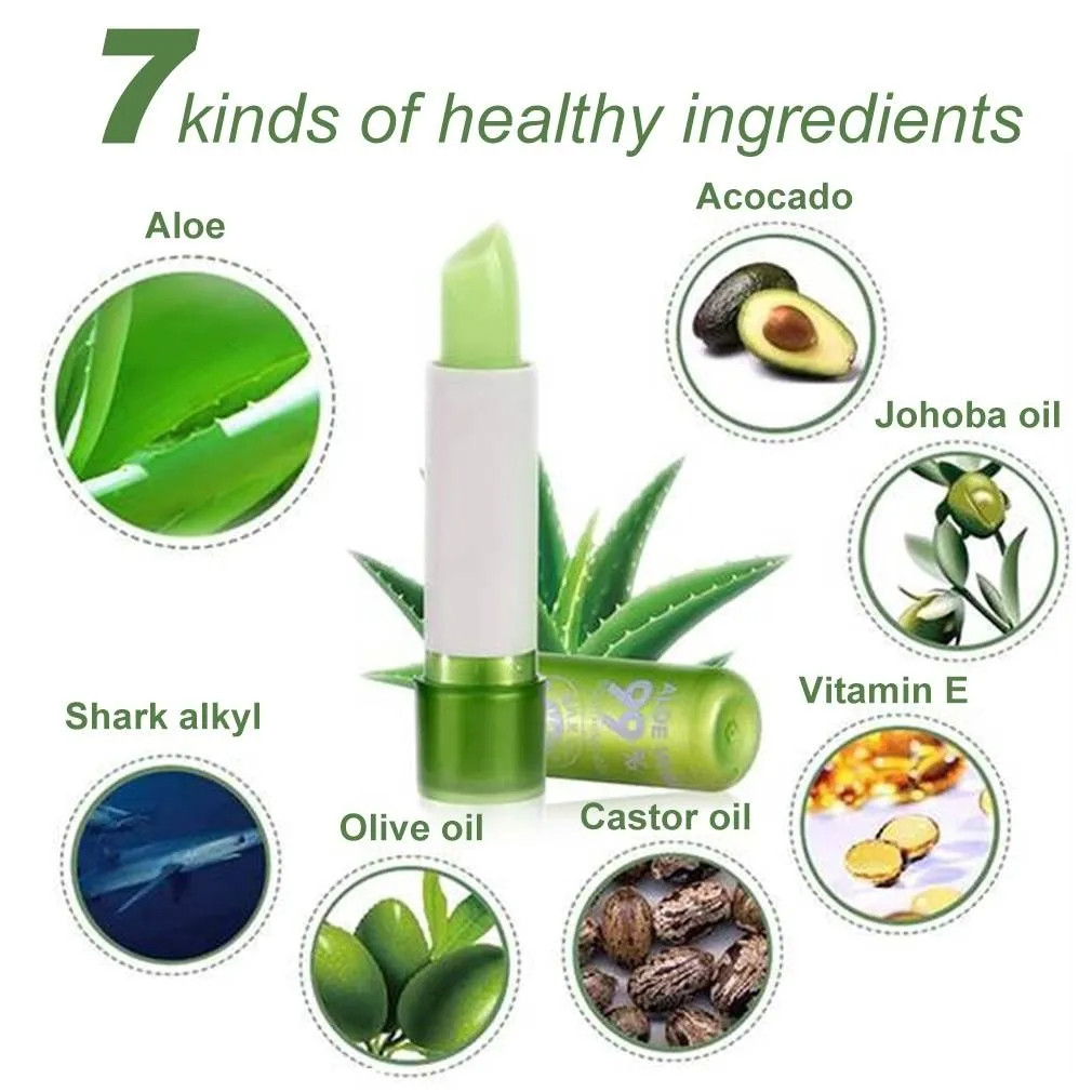 YTL ลิปอโลเวร่า 99% ลิปว่านหางจระเข้ PEIYEN aloe vera ลิปบาล์มว่านหางจระเข้ ลิปสติกอุณหภูมิเปลี่ยนสีธรรมชาติสีชมพู - รูปที่ 6