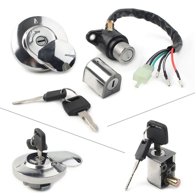 Mo Motorbike Ignition Switch Fuel Gas Cap Helmet Seat Lock Master Keys Set For Honda Rebel 250 CMX25