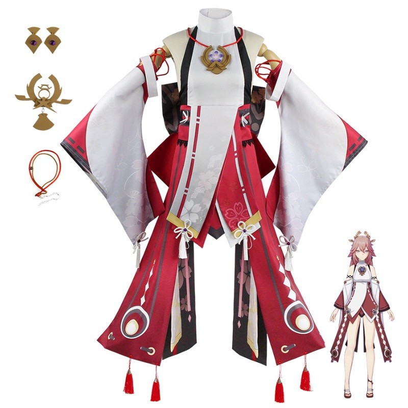 Zst Genshin Impact Yae Miko คอสเพลย์เครื่องแต่งกายเกม Guuji Yae Battle ชุดเครื่องแต่งกายฮาโลวีน