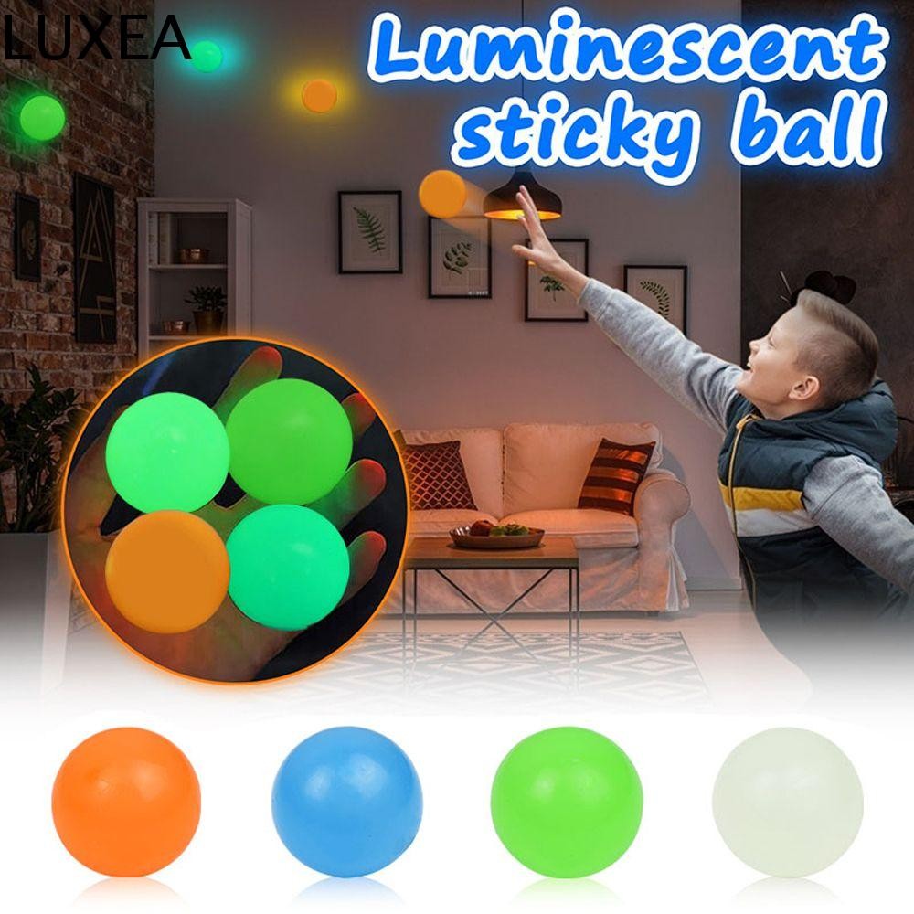 Luxea Sticky Wall Ball เด็กของขวัญสูง Bounce เรืองแสงความเครียดบรรเทา Sticky Squash Party ตกแต่ง TPR ของเล่นลูกบอล Luminous Sticky Balls