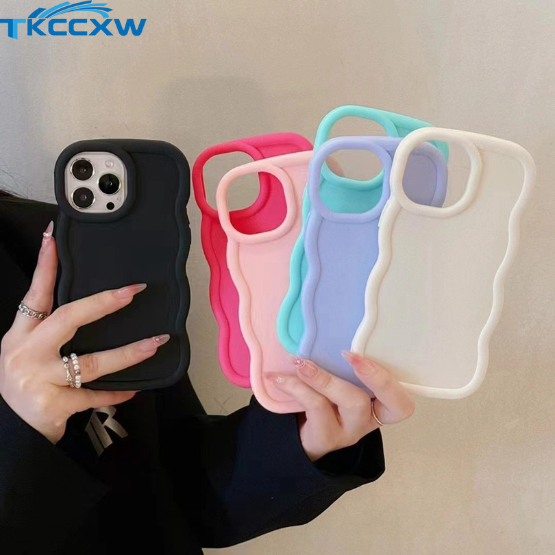 SAMSUNG น่ารัก Candy WavyซิลิโคนสําหรับSamsung Galaxy S24 S23 S22 Ultra S24 S23 Plus S21 S20 FE J7 Pro J7 Prime M13 A03 Core A02S A03Sเคสโทรศัพท์Waveด้านข้างLiquidครีมนุ่ม
