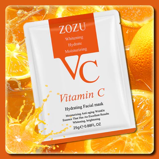 YTL แผ่นมาส์กหน้า ZOZU VC Mask มาส์กวิ หน้าขาวกระจ่างใส หน้าเนียนนุ่มชุ่มชื้น ลดริ้วรอย มาร์คหน้า มาส์กหน้า Vitamin C