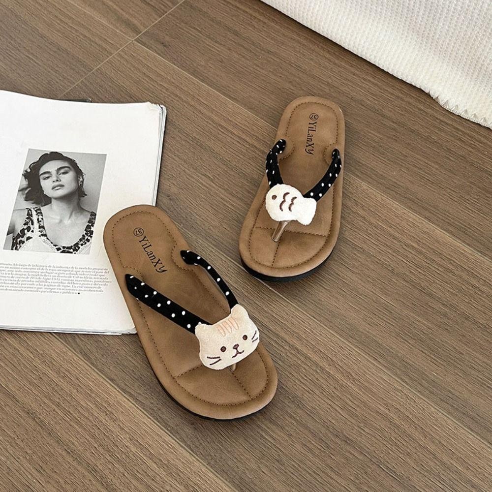 Tumzap Sherry May Flip Flops, Push Doll Anti Slip Beachwear Flip Flops,จุดด้านล่างนุ่มการ์ตูนคลิปนิ้วเท้ารองเท้าแตะผู้หญิงชายหาดวันหยุด