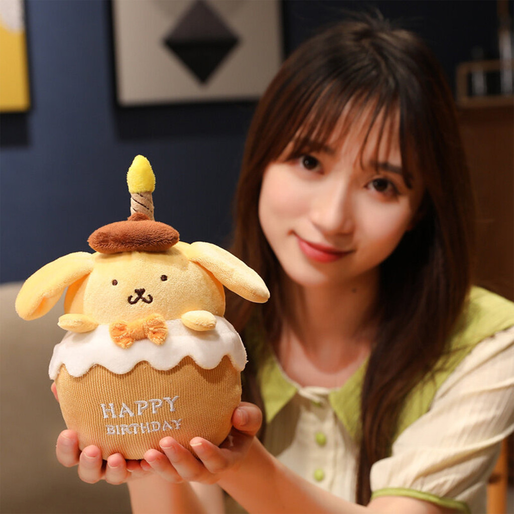 Kawaii Sanrio เค้กวันเกิดตุ๊กตาของเล่นตุ๊กตายัดไส้น่ารัก Soft Plushies หมอนเบาะตุ๊กตาตุ๊กตา